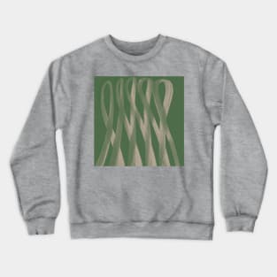 "Contours of Unity" - Grey Green Pink Beige Ribbon Swirl Abstract Modern Art Crewneck Sweatshirt